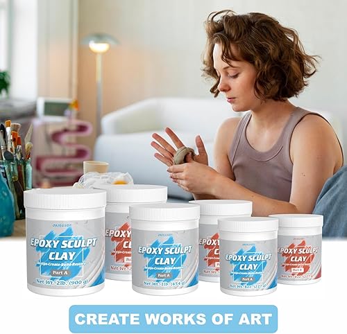 Miniatura 4 de Masilla epoxi natural de 2 libras, compuesto de modelado de 2 partes (A y B) para esculpir, modelado, construcción, reparación, arcilla epoxi