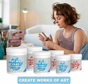 1 lb Black Epoxy Putty Sculpt Clay, 2 Part Self Hardening Modeling Clay | Easy-to-shape two-part epoxy clay for sculpting, modeling and repairing metal, wood, ceramic, tile and plastic.