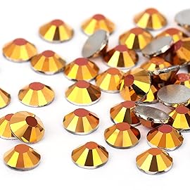Novani Rhinestones 3000Pcs Flatback Crystal Round Loose Gemstones Glass Rhinestones for Crafts Makeup Nail Art Clothes Shoes DIY Decorations(SS8, 2.3-2.5mm,Gold)