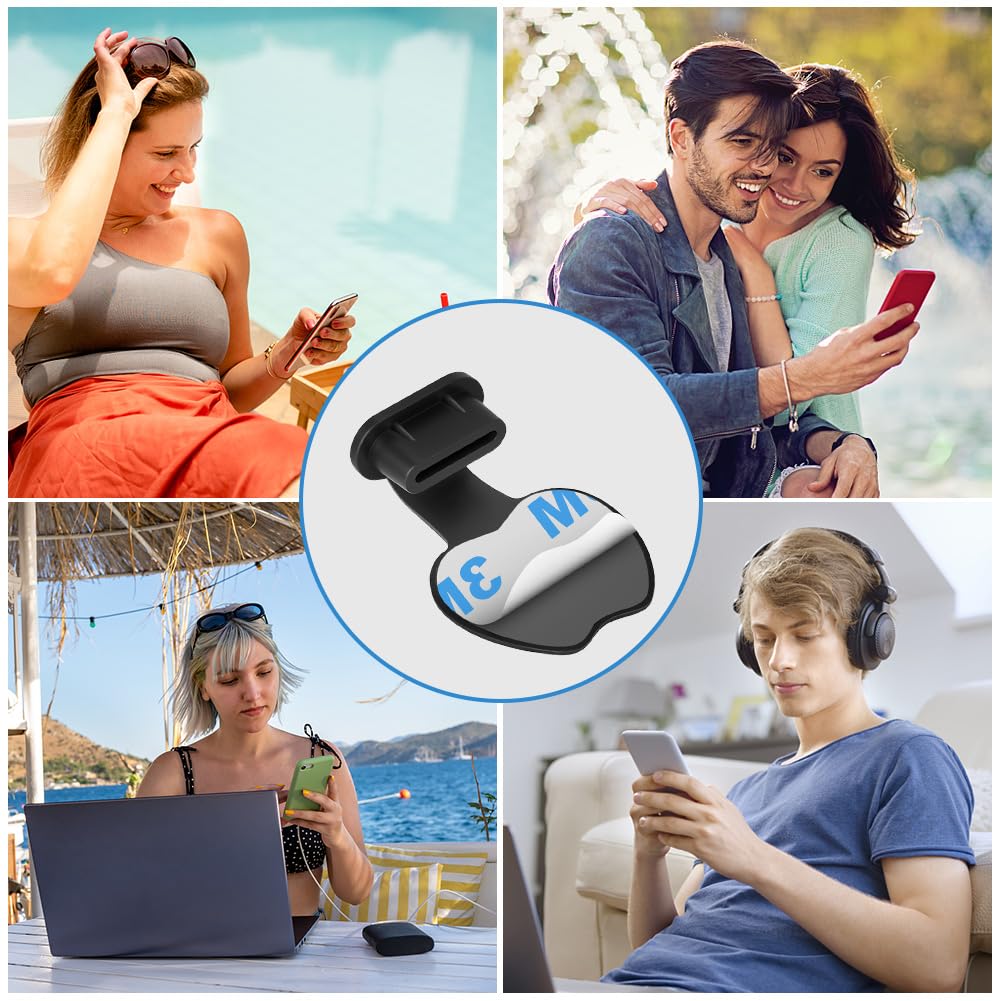 Kit Poussière de Téléphone Silicone pour Prise Adhésive Lot de 6 Caches Anti-poussière Type C Noir Blanc Transparent