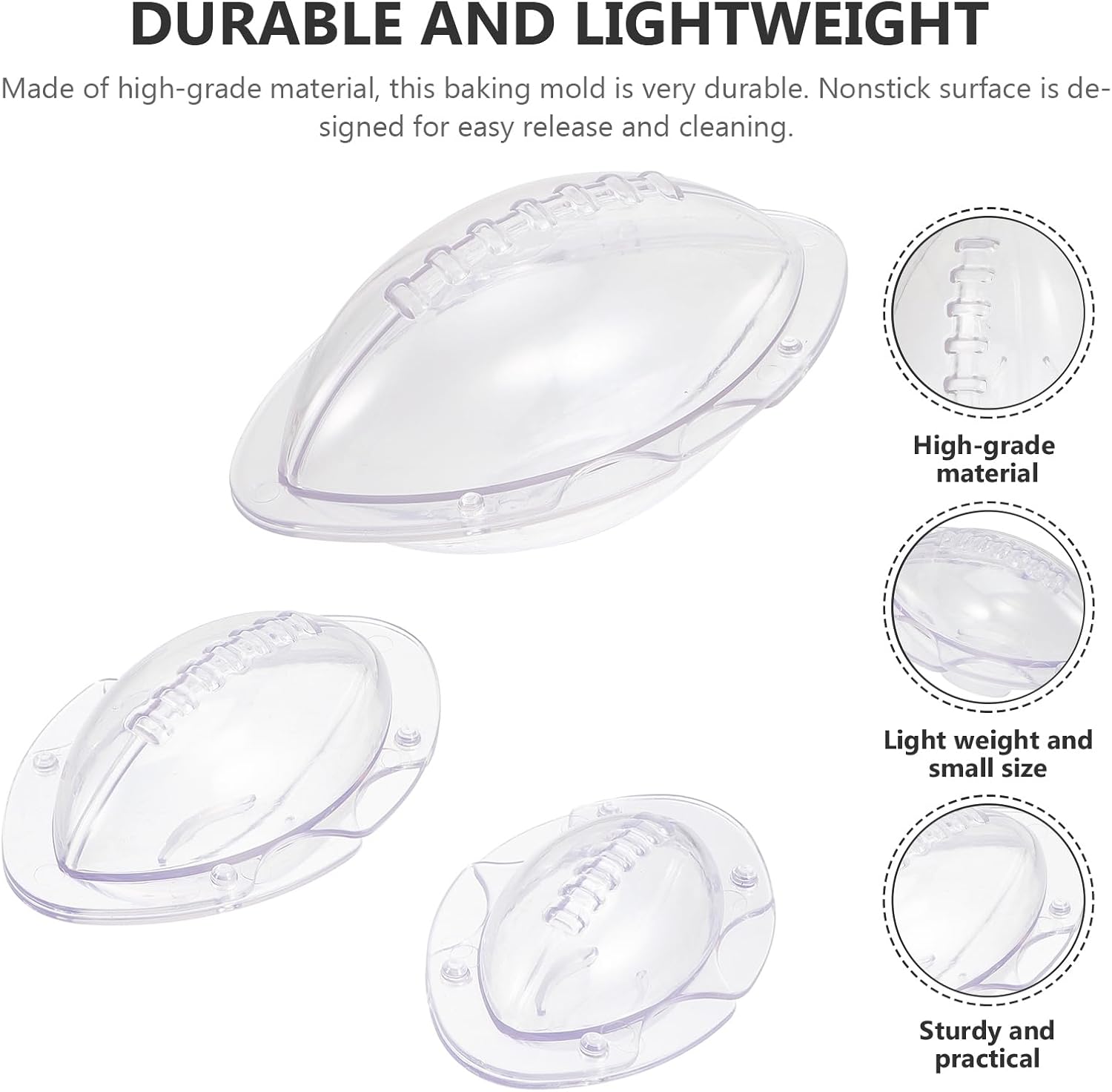 BESTOYARD 3Pcs Cake Baking Molds Football Ice Molds Cupcake Cake Decoration Football Pinata Silicone for Chocolate Plastic Fondant 3D Abs Clay Handmade Soap - Image 4