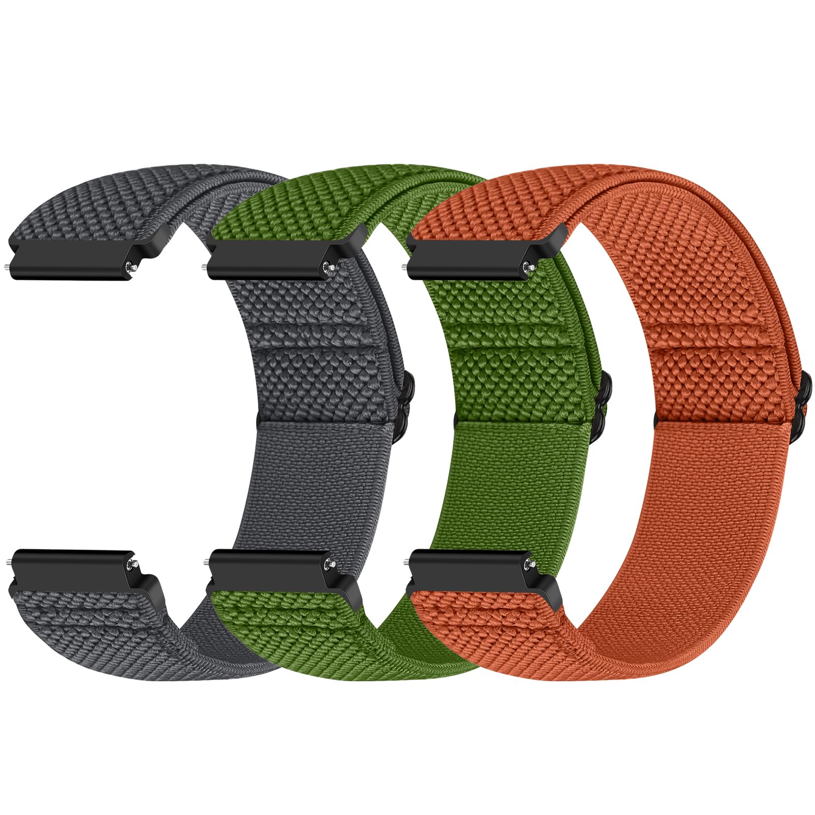 Yunshare Quick Release Watch Strap 18mm 19mm 20mm 22mm 24mm, Elastic Nylon Watch Bands Women Men for Samsung/Garmin/Fossil/Amazfit/Huawei/COROS/Xiaomi Replacement Wristband, 3pcs — view 14