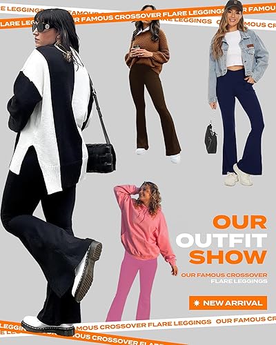 Miniatura 3 de TNNZEET Pantalones de yoga acampanados negros para mujer leggings casuales de cintura alta cruzados