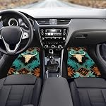 Showudesigns Western Deer Crâne Head Car tapis de plancher Aztec Auto Tapis de pied intérieur pour les femmes Hommes Tapis Non-dérapant tapis de sol en caoutchouc Universal Fit 4-Piece Tous les temps Turquoise, 24328ZGP04002