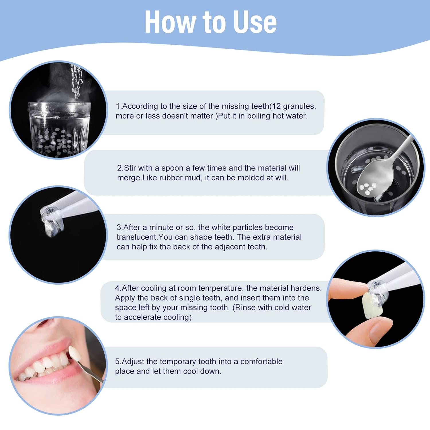 Tooth Repair Kit, Fake Teeth, Temporary Denture Teeth for Temp tooth, Fixing and Filling the Missing & Broken Tooth : Everything Else