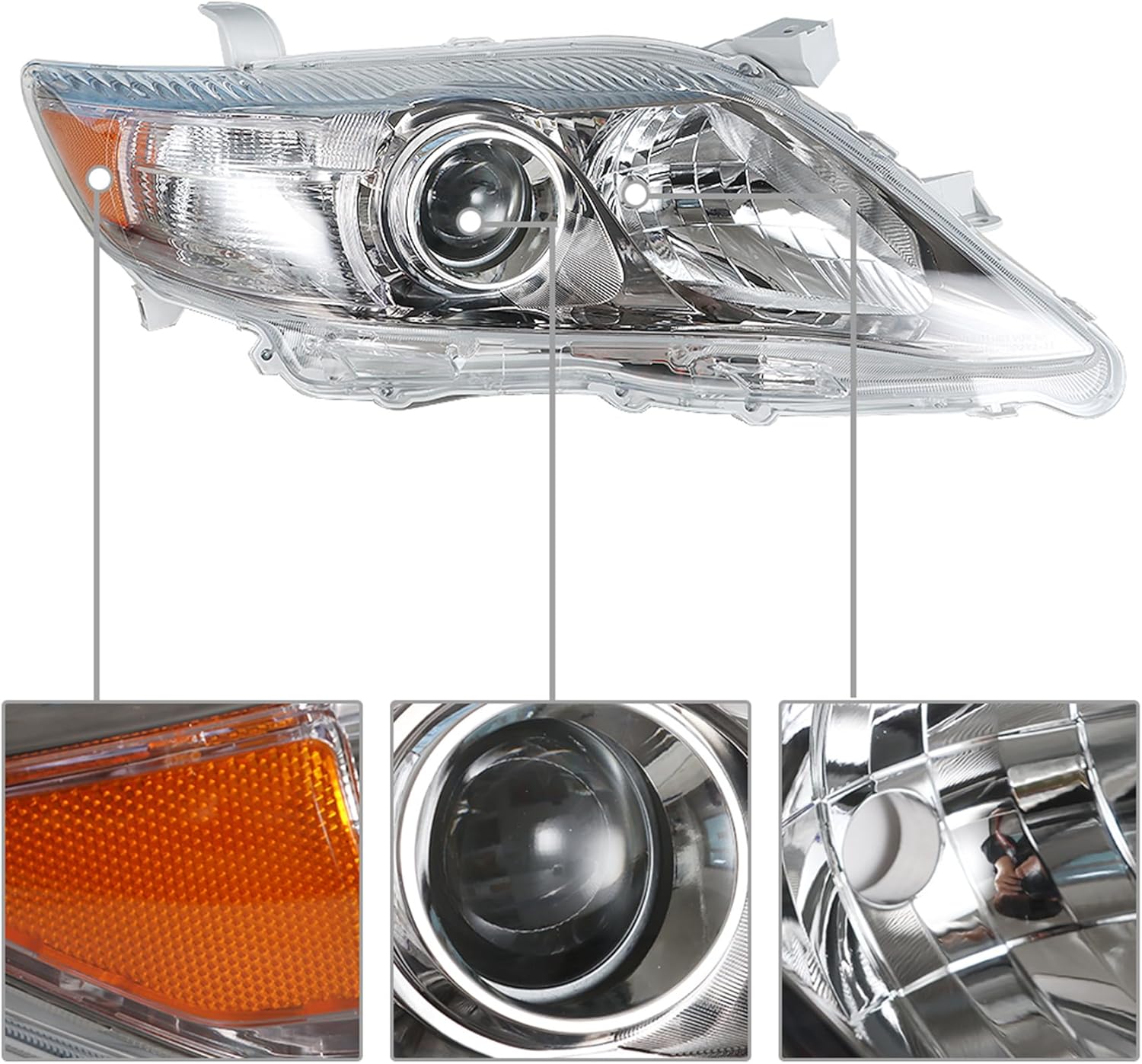 Silscvtt Headlights Front Head Lamps Replacement for Toyota Camry SE 2010-2011 Projector Headlights Pair Left and Right Side (Passenger Driver Side)