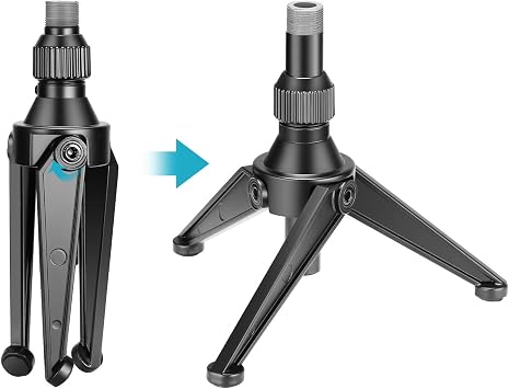 Neewer Foldable Iron Mini Desktop Microphone Tripod Stand, Adjustable Height 4.9-7.5 inches/12.5-19 centimeters for Lectures, Podcasts, Online Chat, Meeting, Screencasts and More (NW-050)