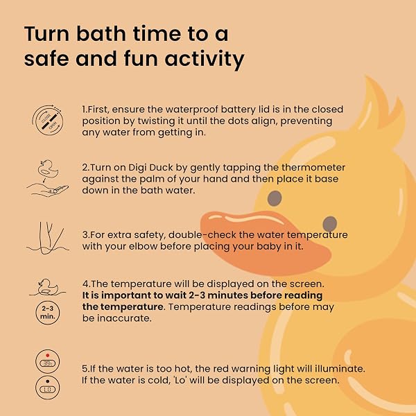 TensCare Digi Duckling Digital Water LCD Thermometer and Baby Bath Time Toy, yellow , Pack of 1 - 5
