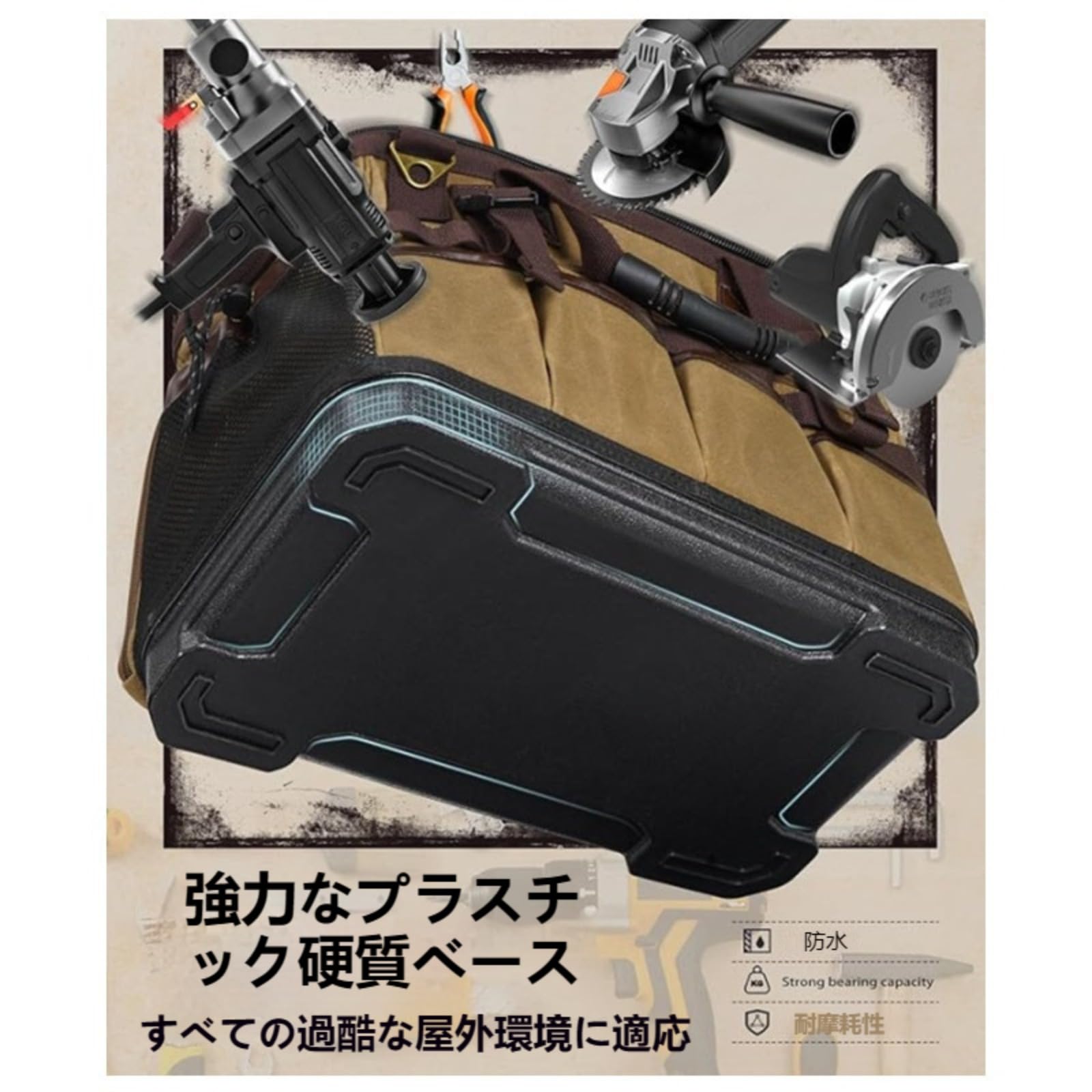 Amazon.co.jp: OXIZER ツールバッグ、ヴィンテージワックスキャンバス