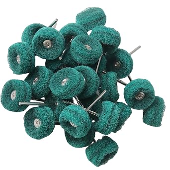 60Pcs Abrasive Buffing Wheels,0.09inch/2.35mm Shank,Metal Polishing Wheel for Low Speed Handpiece-120 Grit, 180 Grit, 320 Grit, 400 Grit, 600 Grit Green 60Pcs 180grit