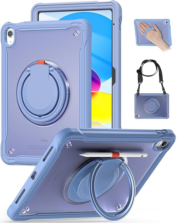 BRAECN for iPad (A16) 11th/10th Generation Case 11 inch 2025/10.9'' 2022 Handle Protective Cover 360 Rotating Ring Stand, Shockproof Dropproof Case for Kids Kickstand & Pencil Holder & Shoulder Strap by BRAECN - Used condition - US$27.73