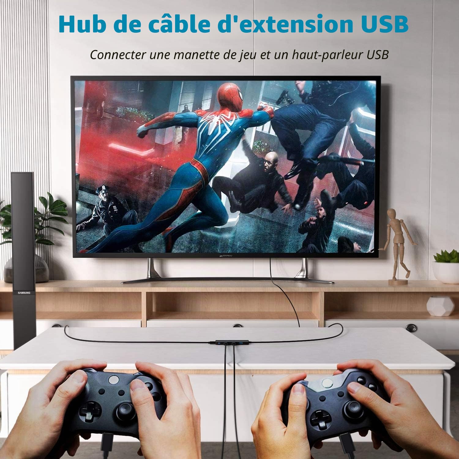 Aceele Hub USB 3.0 4 Ports 120cm pour Macbook, PC