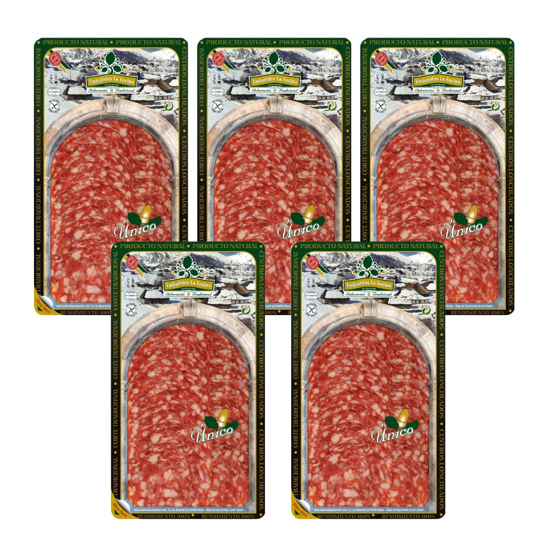 La Encina | Salchichón Ibérico de Bellota del Bierzo | Pack 500 gr (5 x100gr) | Ibérico - Ibérico de Bellota - Embutido Iberico - Sin Gluten - Sin Lactosa