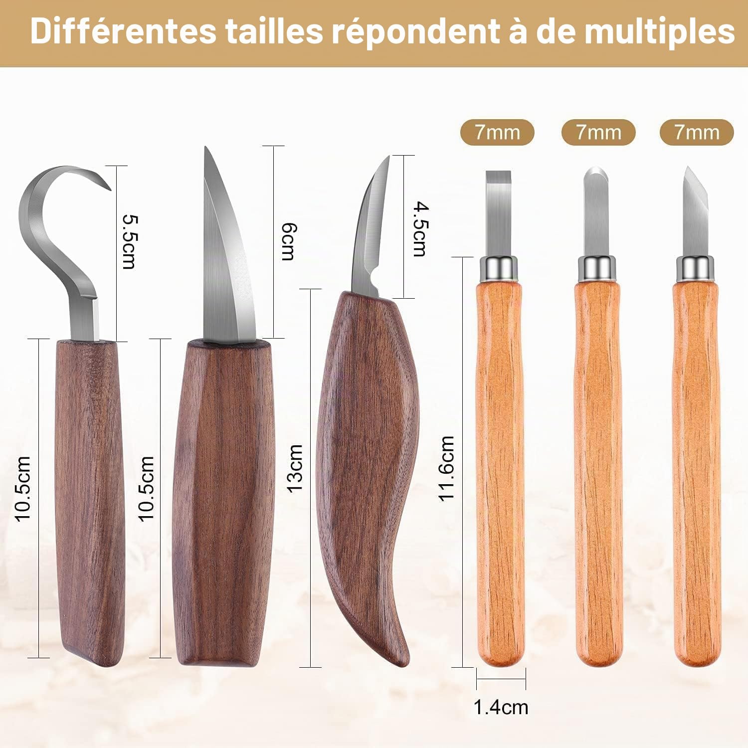 Outil de Ciseaux à Bois Kit, 14 Pièces DIY Outils de Sculpture avec Gants Résistants aux Coupures, Couteau de Sculpture pour Sculpteur, Charpentier, Amateur, Adultes