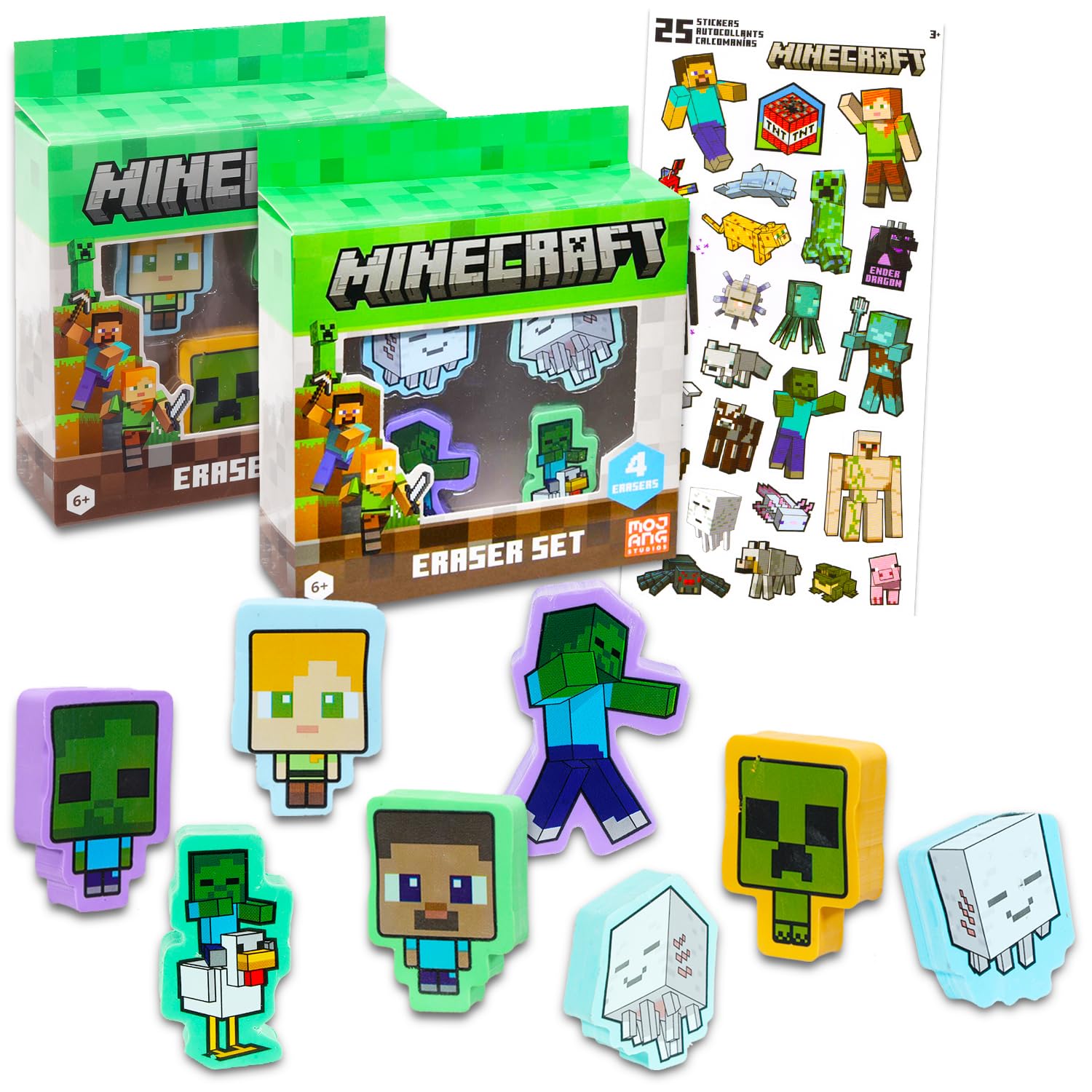 Amazon.com: Minecraft Party Favor Set - Bundle with 8 Erasers