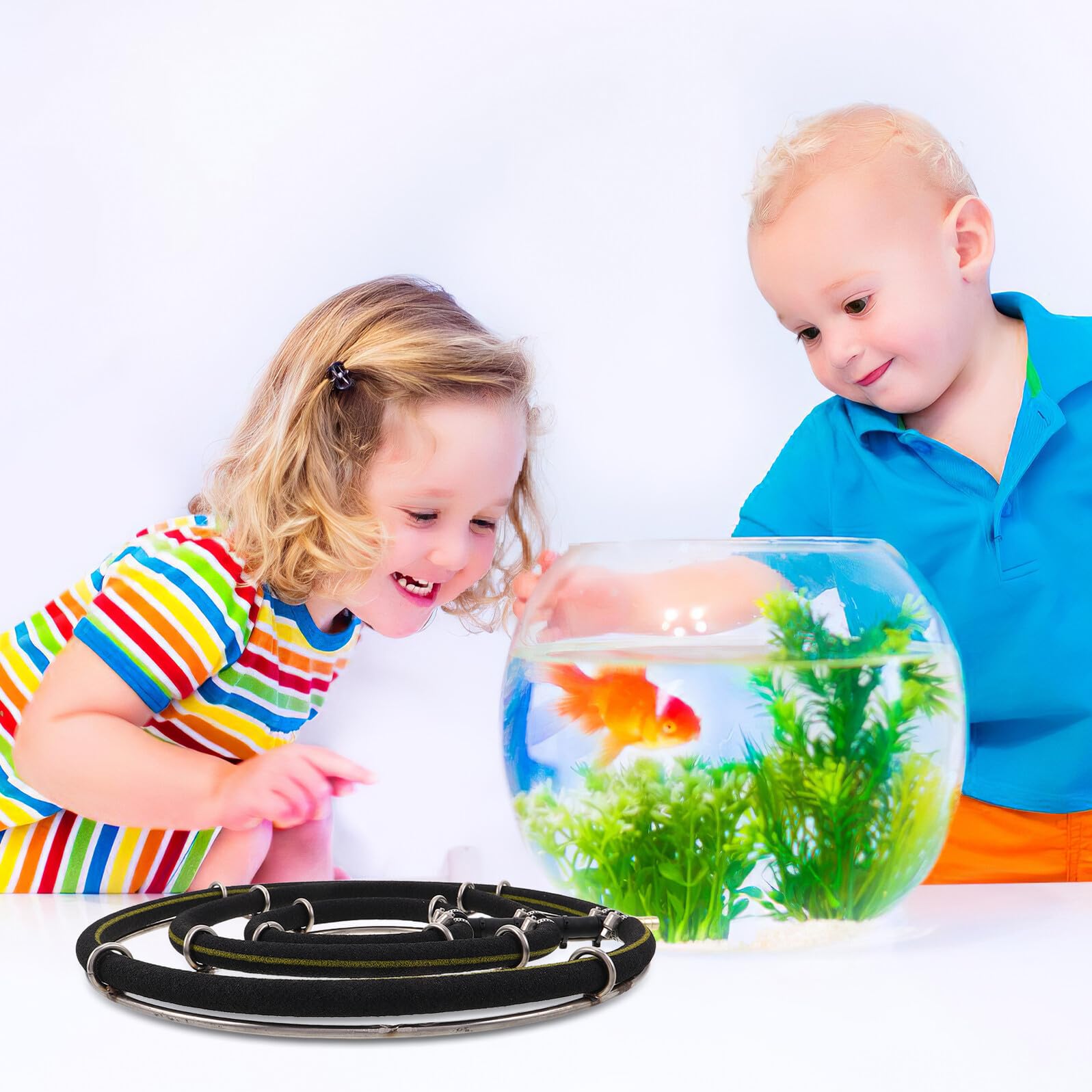 Diffuseur d'air à Nano Bulles en Acier Inoxydable 35 Cm, Disque D'oxygénation Triple Anneau pour Aquarium et Bassin, Compatible Pompe à Air, Équipement Silencieux pour Poissons