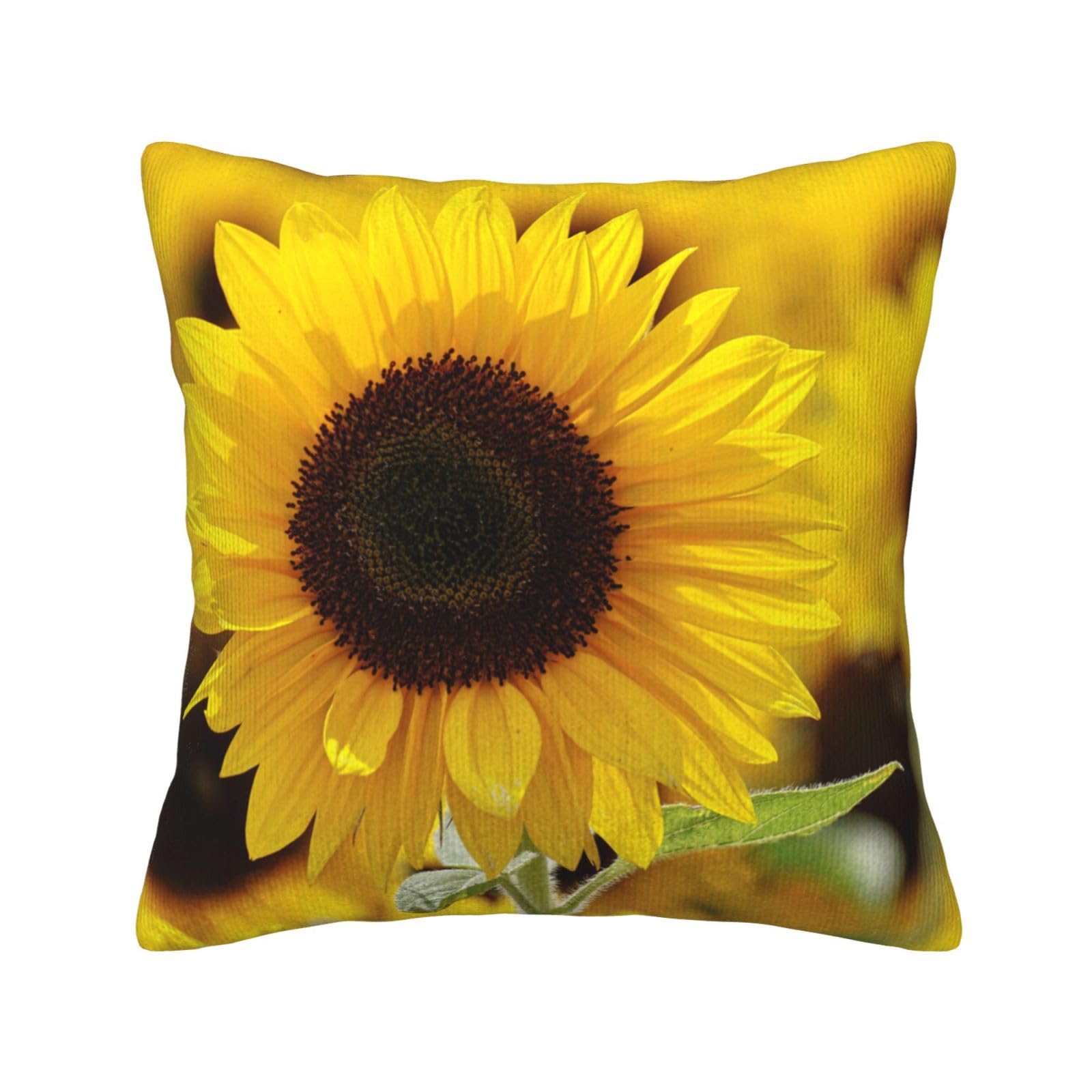 Housse de coussin velours côtelé tournesol pour embellir votre canapé