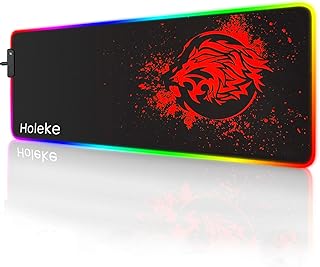 RGB Gaming Mousepad LED Mouse Pad Large Mice Pads with Non-Slip Rubber Base Mouse Mat for Computer Mouse Mat for Computer Lion Mouse Pad (Red)