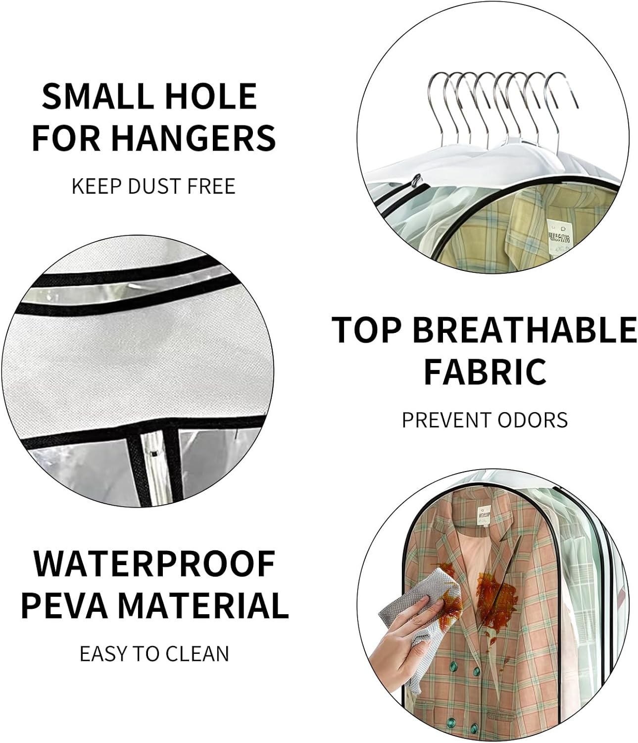 Clear Garment Bags for Hanging Clothes, 10" Gusseted Garment Covers for ClosetStorage, 40"Long Hanging Plastic Clothes Cover for Coat, Dress, Fur, BreathableFabric,Keep Clothes Neat and Tidy - Image 4