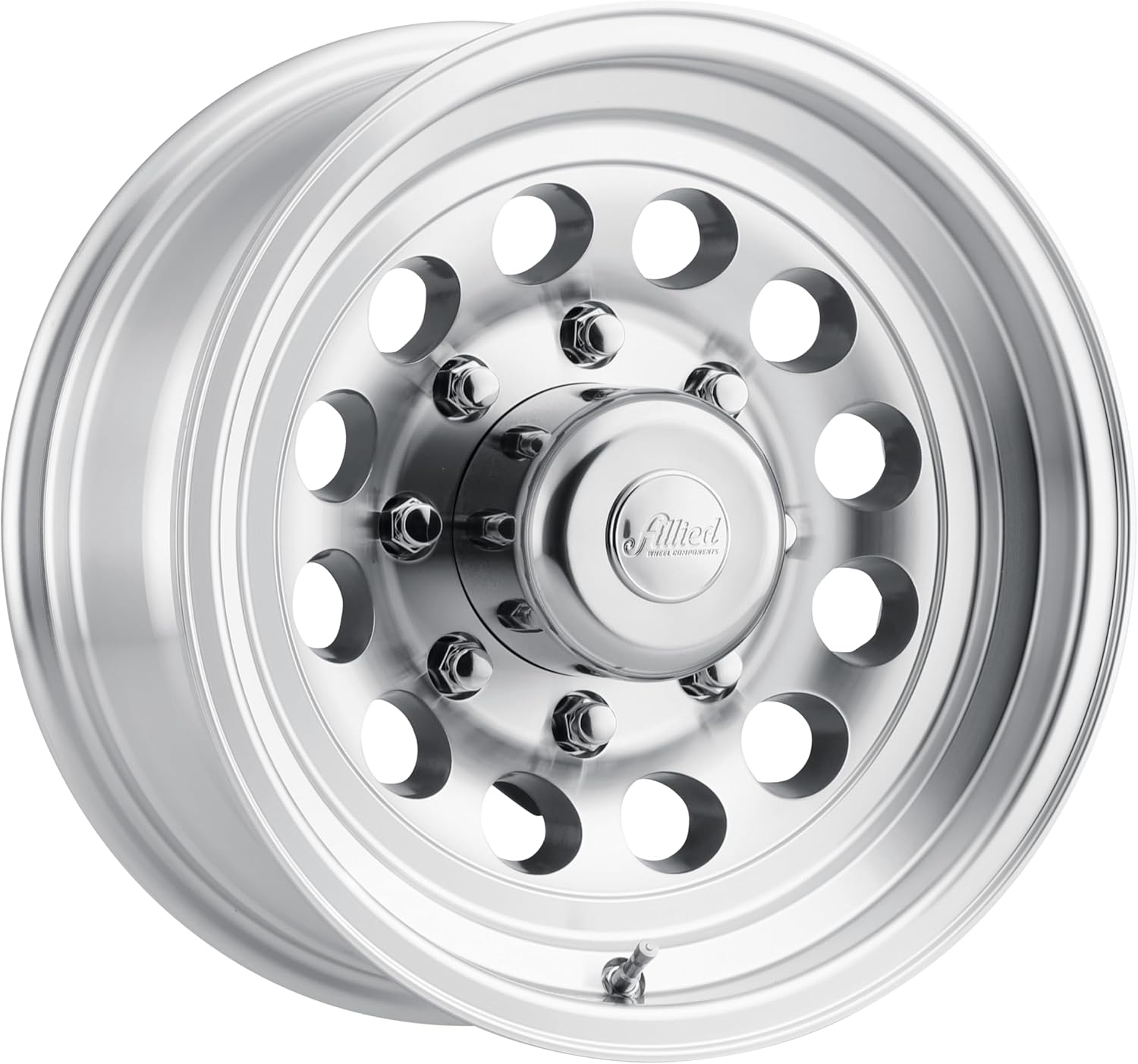 Allied Wheel 881MC Aluminum 16X7, 8X6.5, -0.31", 3.69" BS, Durable Modular Trailer Wheel for Cars and Light Trucks, Machined Rim, Chrome Cap Included