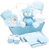 Baby Box Shop Baby Shower Gift Boy - 12 Baby Gift Set, Baby Gift Basket Gifts for Newborn Boys, Newborn Gift Boy, Baby Boy Gift, Baby Basket for Newborns - Blue