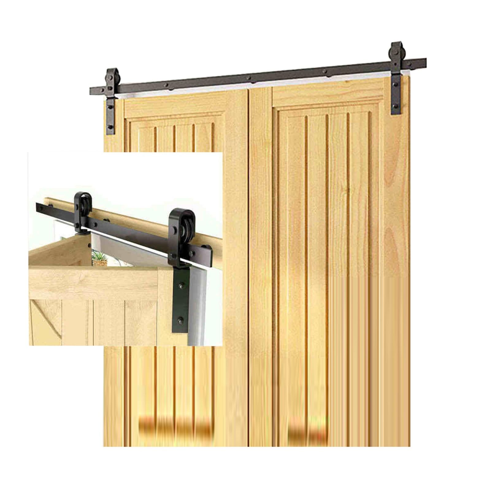 Osprzęt Do Drzwi Przesuwnych Stodoły, Prowadnica Drzwiowa, Jednostronna I Dwustronna Składana Szyna Wisząca, Akcesoria Dwuskrzydłowych(78.7" Track (Single Door))