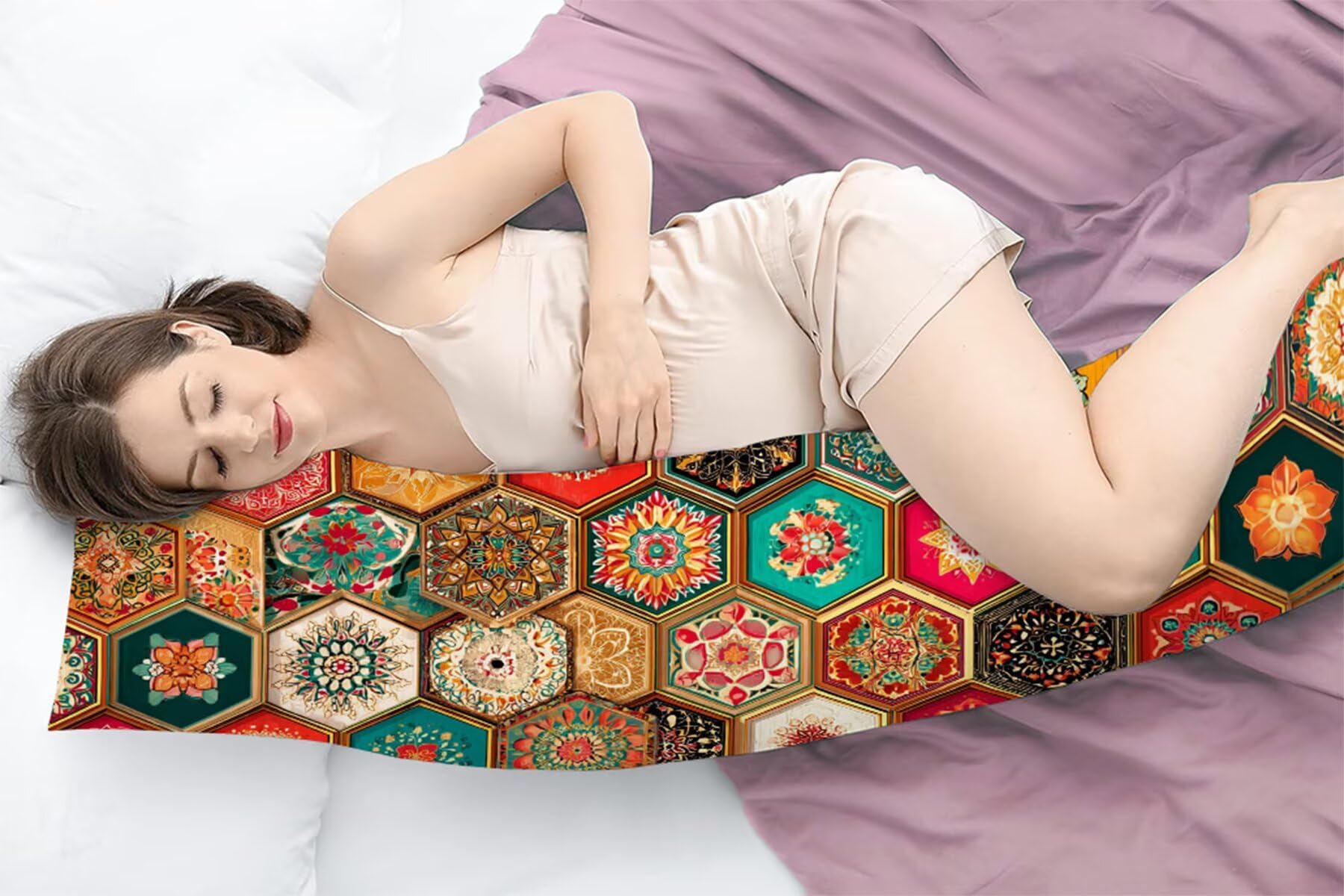 Duża poszewka na poduszkę 50 x 180 cm kolorowa poduszka do spania z boku wzór dwustronny nadruk miękka aksamitna poduszka do łóżka, z niewidocznym zamkiem błyskawicznym poszewka na łóżko, sofa B1-593