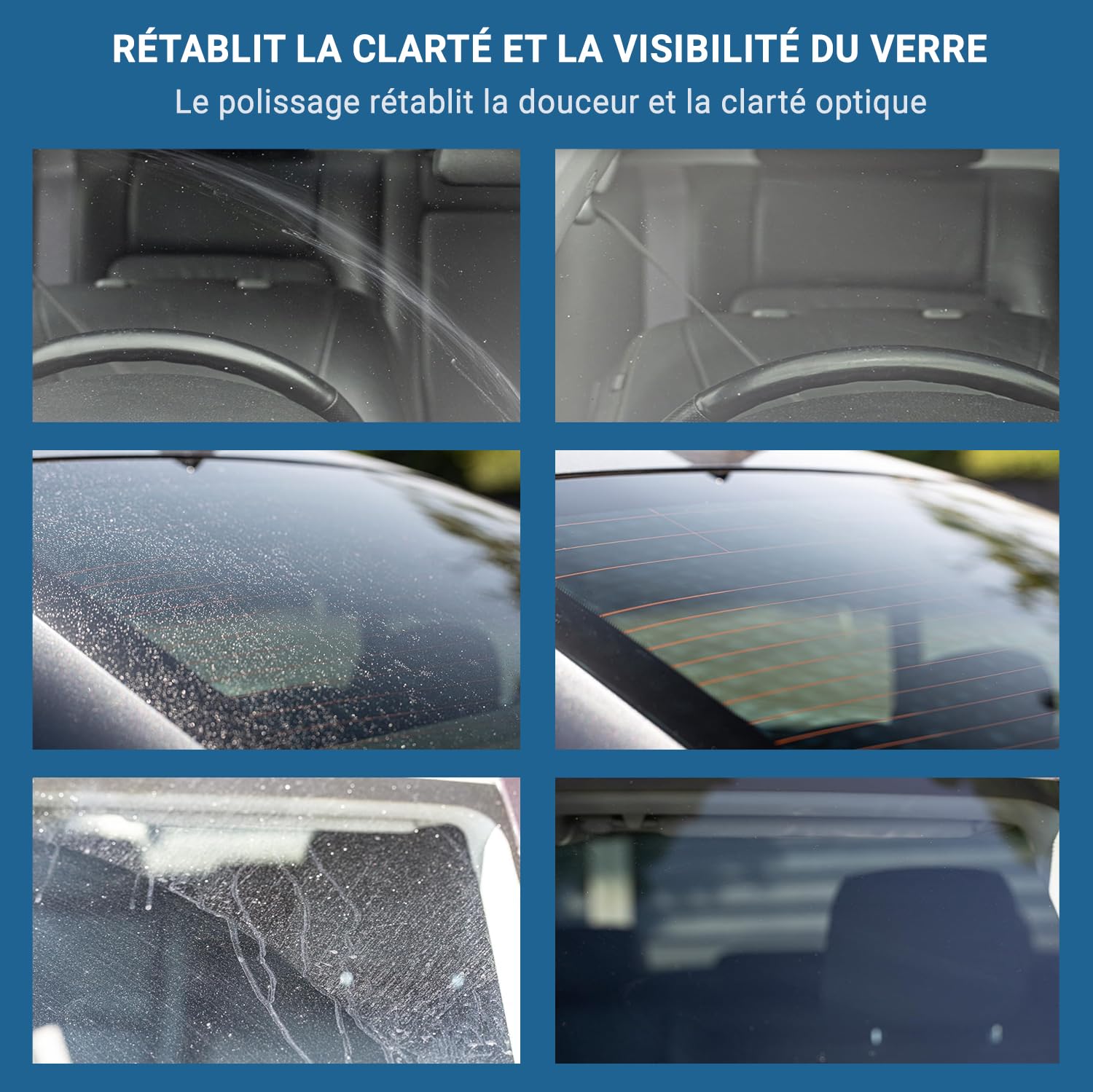 Glass Polish Kit de Polissage de Pare-Brise - Réparation de Verre Automobile Bricolage de 50 mm - Élimine Les Dommages des Essuie-Glaces, Restaure la Clarté et l'Éclat