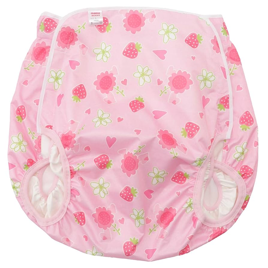 大きい大人おむつカバー　苺ピンクで可愛い　7L相当　裏は撥水生地　ボタンが縦5個 大きい大人おむつカバー 苺ピンクで可愛い 7L相当 裏は撥水生地