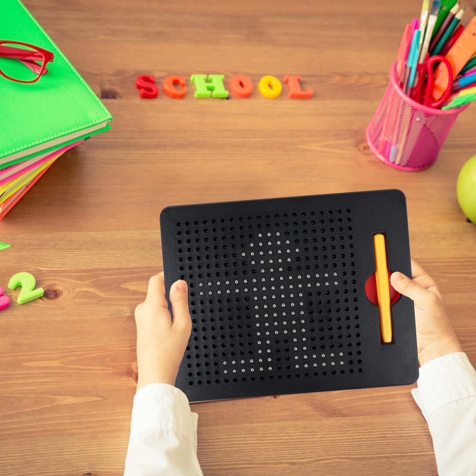 SULOLI Nero Lavagna magnetica da disegno,Lavagna magica,Lavagna magica,Gioco magnetico con sfere e penna per bambini scuola famiglia