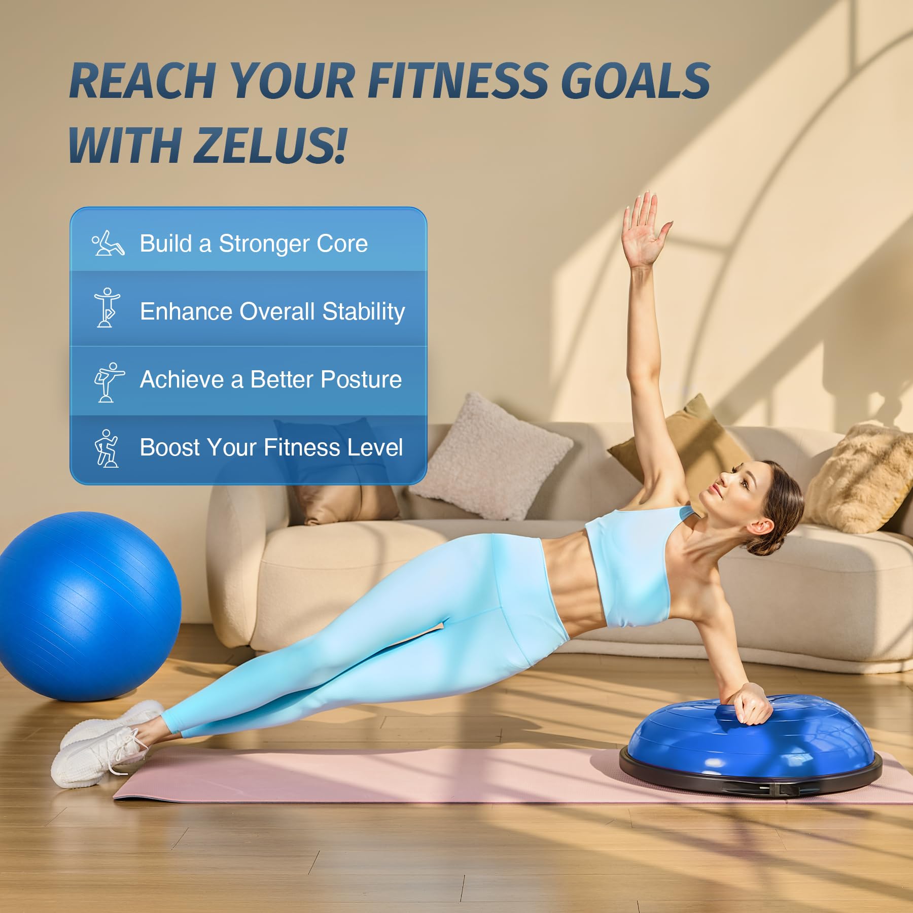ZELUS Balance Ball - Improve Balance & Strength -8