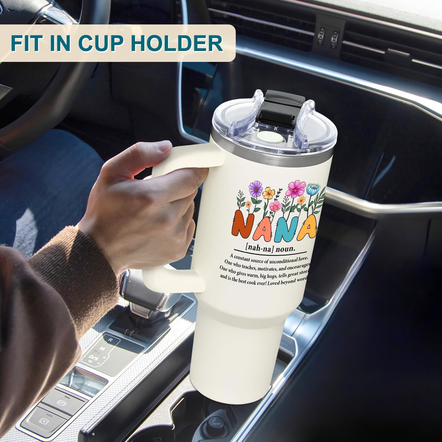 Nana Gift from Grandkids, Grandchildren - Best Nana Ever Cup - Christmas Gift, Birthday Gift Ideas for Grandma 40Oz Tumbler With Handle - Image 7