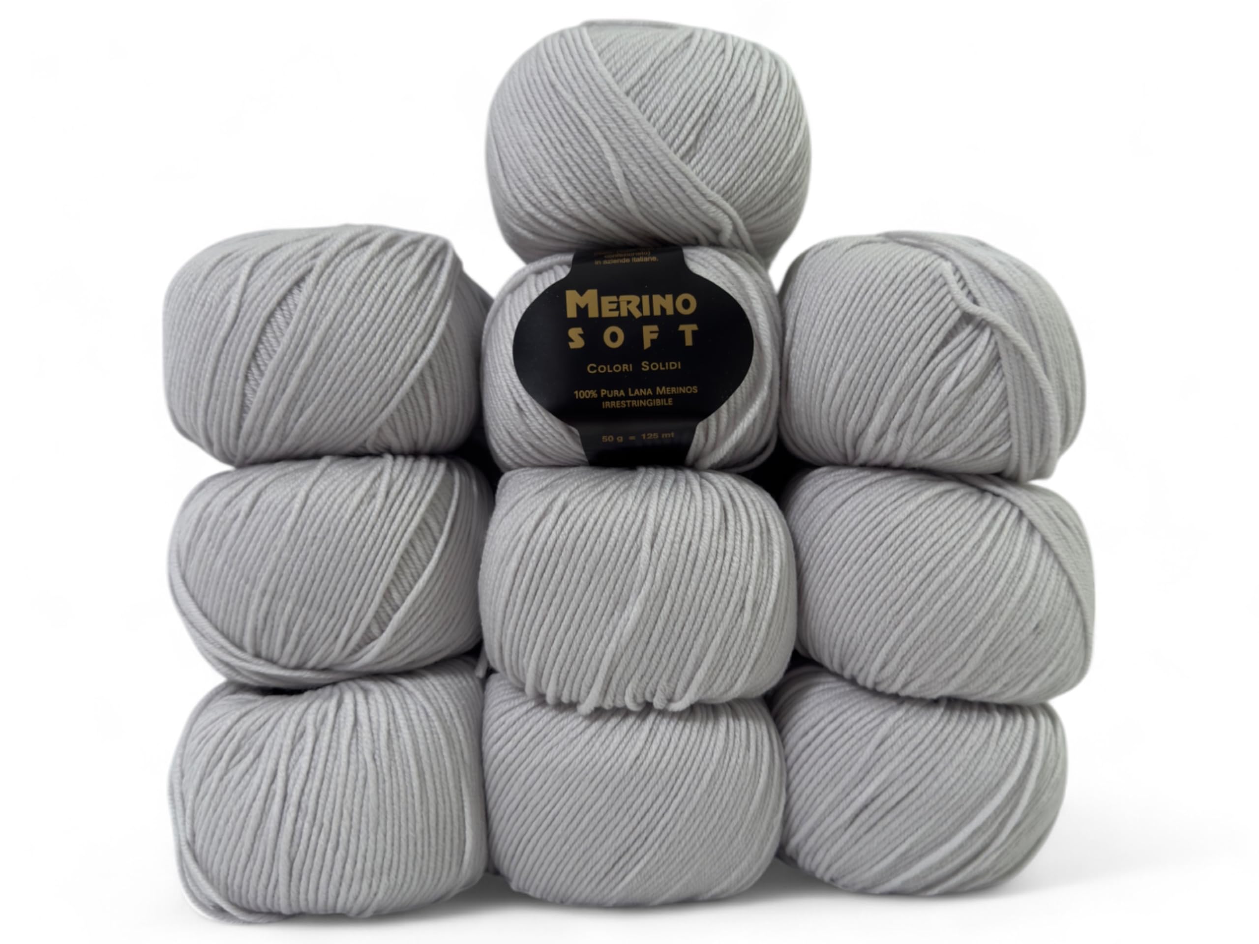 Merinowolle/Feine weiche 100% Merinowolle/Italien/Superwash / 10-Knäuel (perlgrau)
