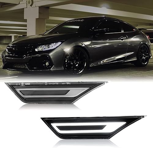 Miniatura 8 de Mynoway Para luces laterales cívicas de 10 generación 2016-2021  Reemplazo de luces de guardabarros ámbar para Hond'a Civic Sedan Coupe Hatchback
