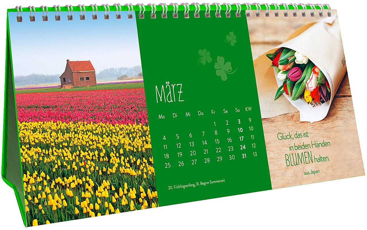 Glücksmomente für jeden Tag 2019: 3-teiliger Tischkalender mit Monatskalendarium