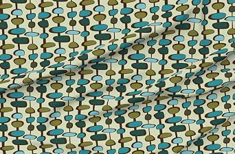 Spoonflower Organic Cotton Sateen Fabric Teal Mid Century Retro Vintage