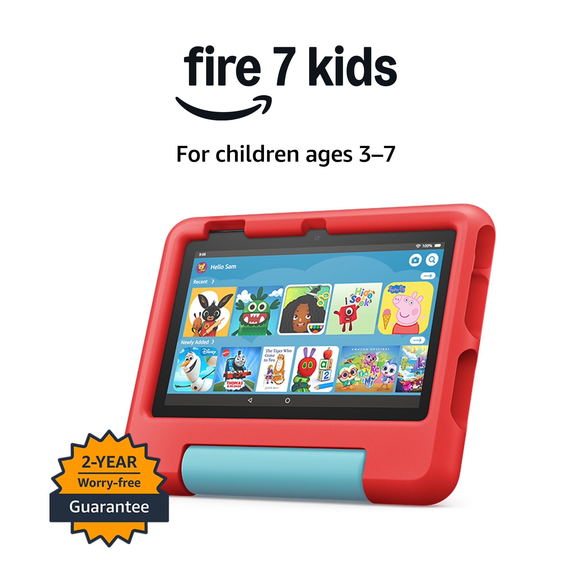 Amazon Fire 7 Kids tablet (newest gen) | 7" display, ages 3–7, includes ads-free books, games and videos that children love, parental controls, 10-hour battery, 32 GB