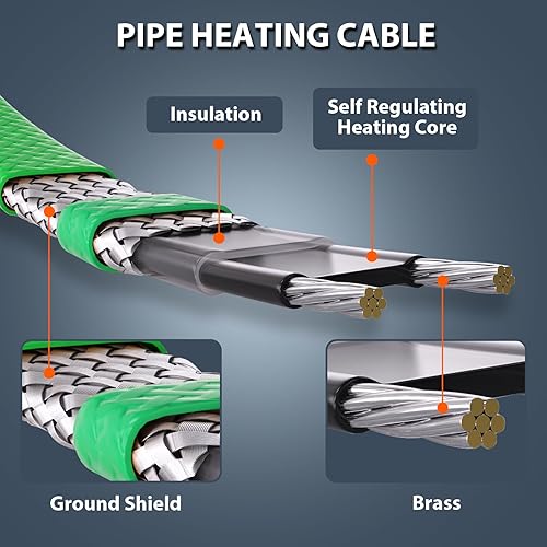 Vista 24 de HEATIT JHSF - Cable calefactor de tuberías autorregulable preensamblado de 30 pies y 120 V
