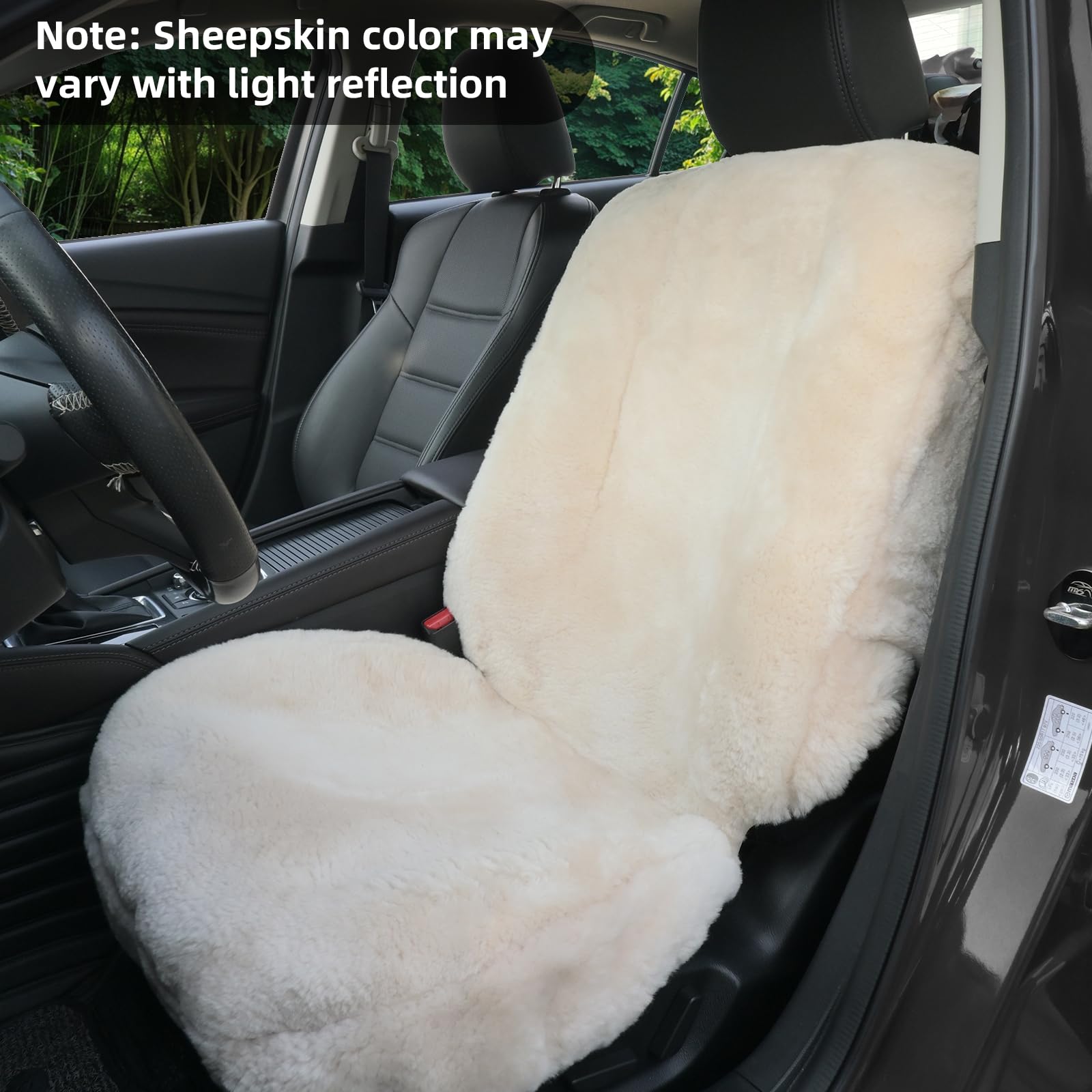 AEGIS Cover Sheepskin Car Seat Covers Semi-Custom Merino Wool Front Seat Covers, Super Soft Dense Pelt Luxury Interior, Universal Fit for Most Automobiles, SUV, MPV, Truck, Sedan (Sand)
