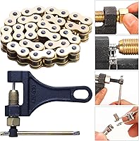 Vista 5 de Cadena de anillo en X de oro 520 + rompe cadena, 114 eslabones con eslabón maestro de conexión