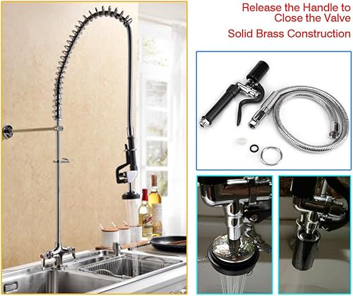 Miniatura 3 de Manguera de lavavajillas comercial Manguera flexible de alta presión Grifo de enjuague de latón Grifo de fregadero de mano Spray Lavavajillas para