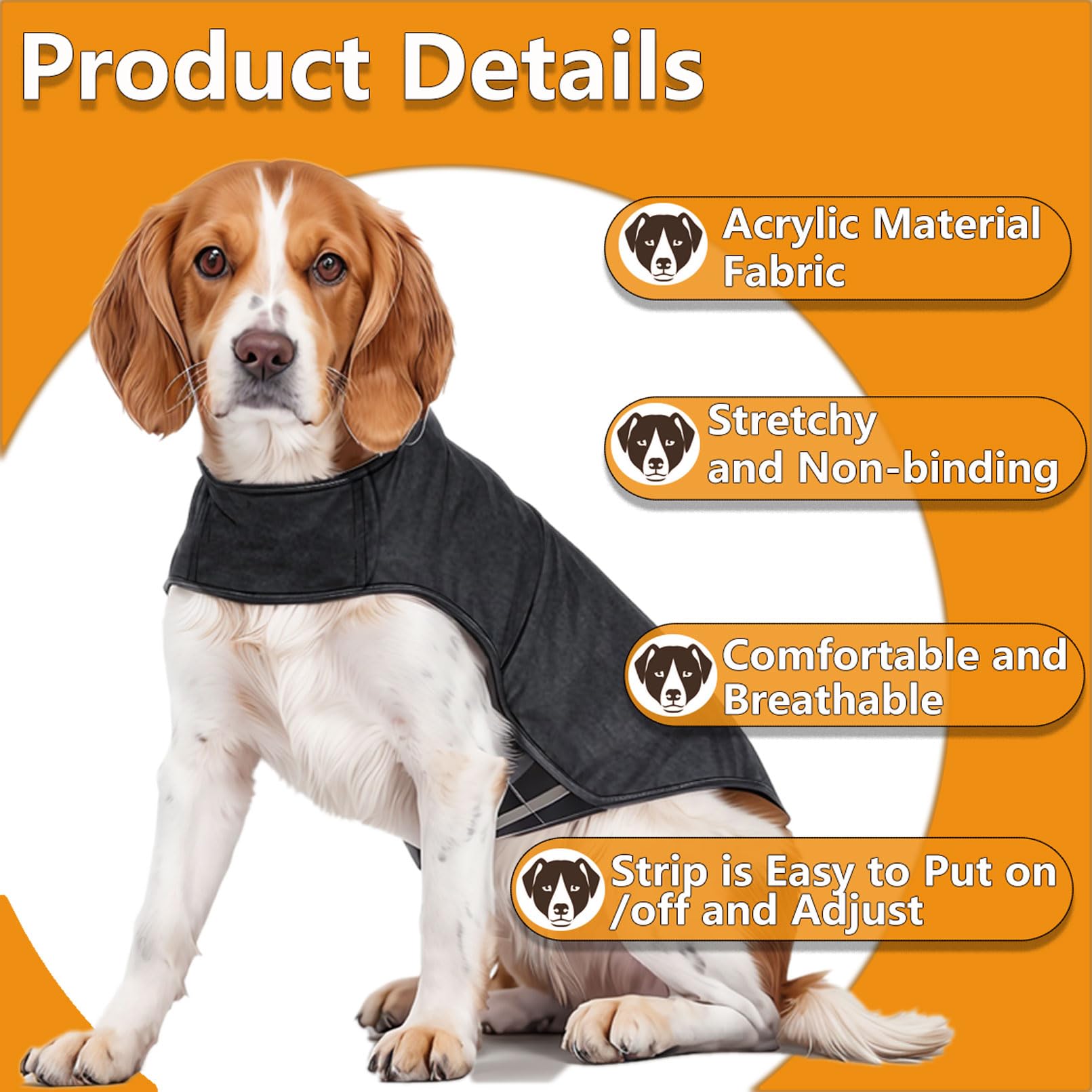 Cappotto Anti Ansia per Cane Acrilica Cappotto Calmante per Ansia Cane Cinghia con Chiusura a Strappo per Facile Indossare Elasticità Regolabile Attenuare Ansia Cane Lenitivo(Grigio Scuro XS)
