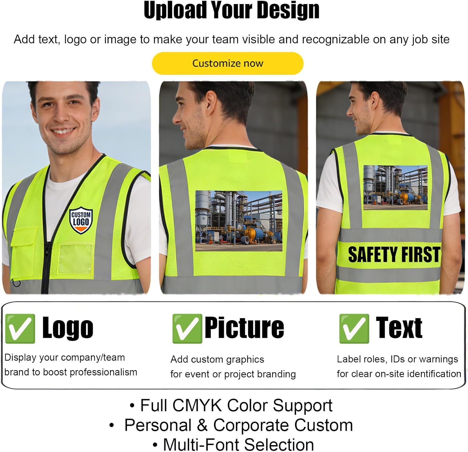 Custom Safety Vest Logo High visibility Safety Vest Class 2 Hi Vis Reflective
