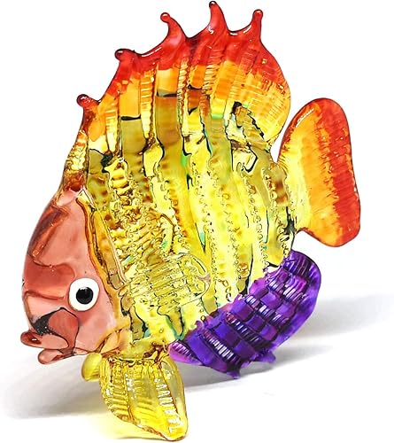 Miniatura 5 de ZOOCRAFT Figura de cristal tropical de peces marinos, arte soplado a mano, decoración de acuario en miniatura coleccionable
