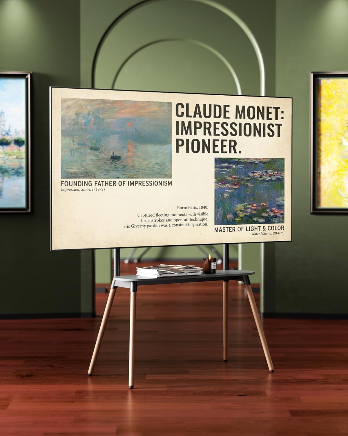 Easel Floor TV Stand with Storage for 49-86 inch TVs, Height Adjustable 4-Leg Universal TV Stand with Cable Management & Protective Pads, Holds 110 lbs for Living Room, Office, School, Black