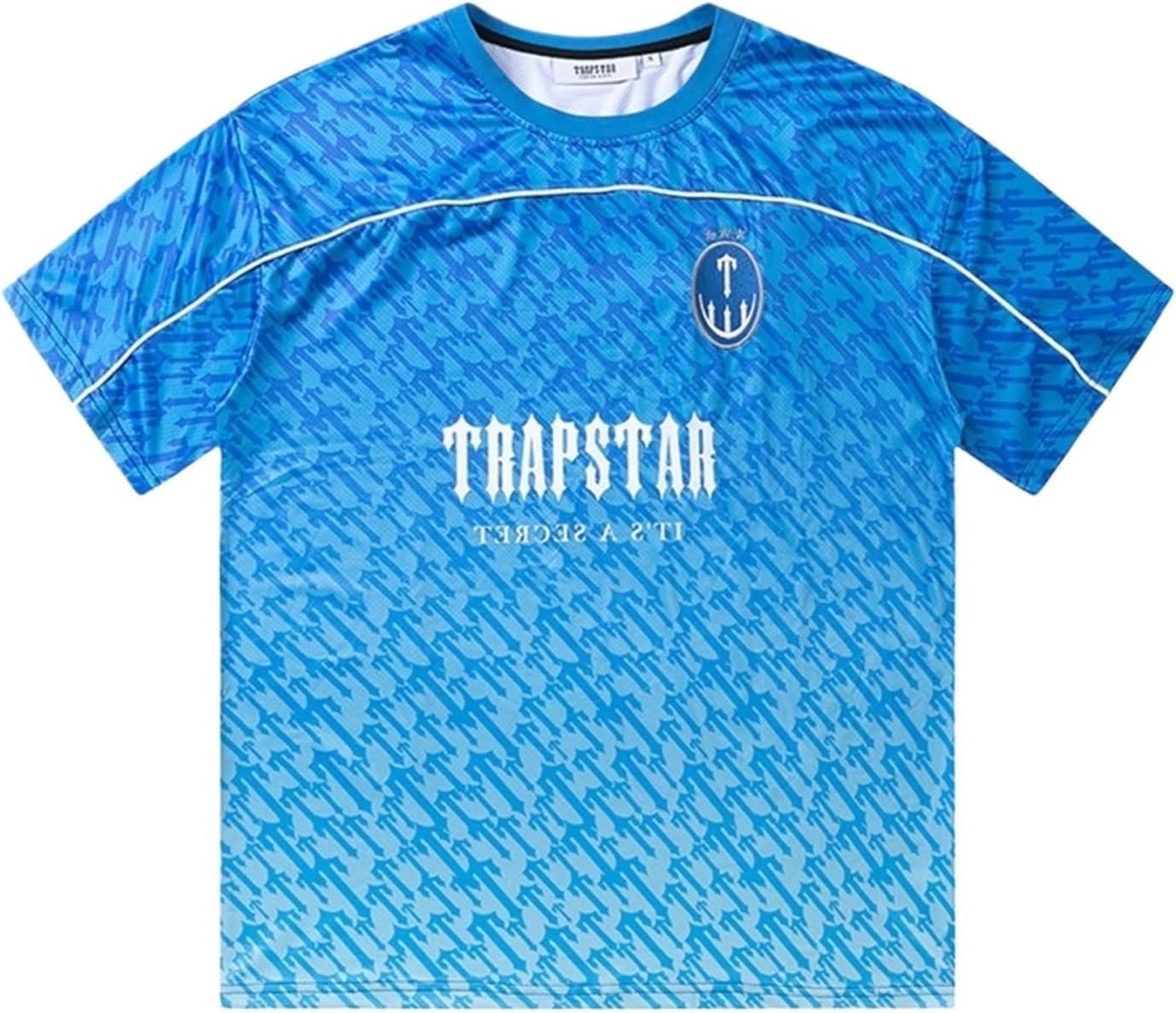 BIXPAK Unisex Trapstar Sports T-Shirt -Short-sleeved, Quick-drying, Breathable, Lightweight, Comfortable T-Shirt - and Colours(Blue,Large)