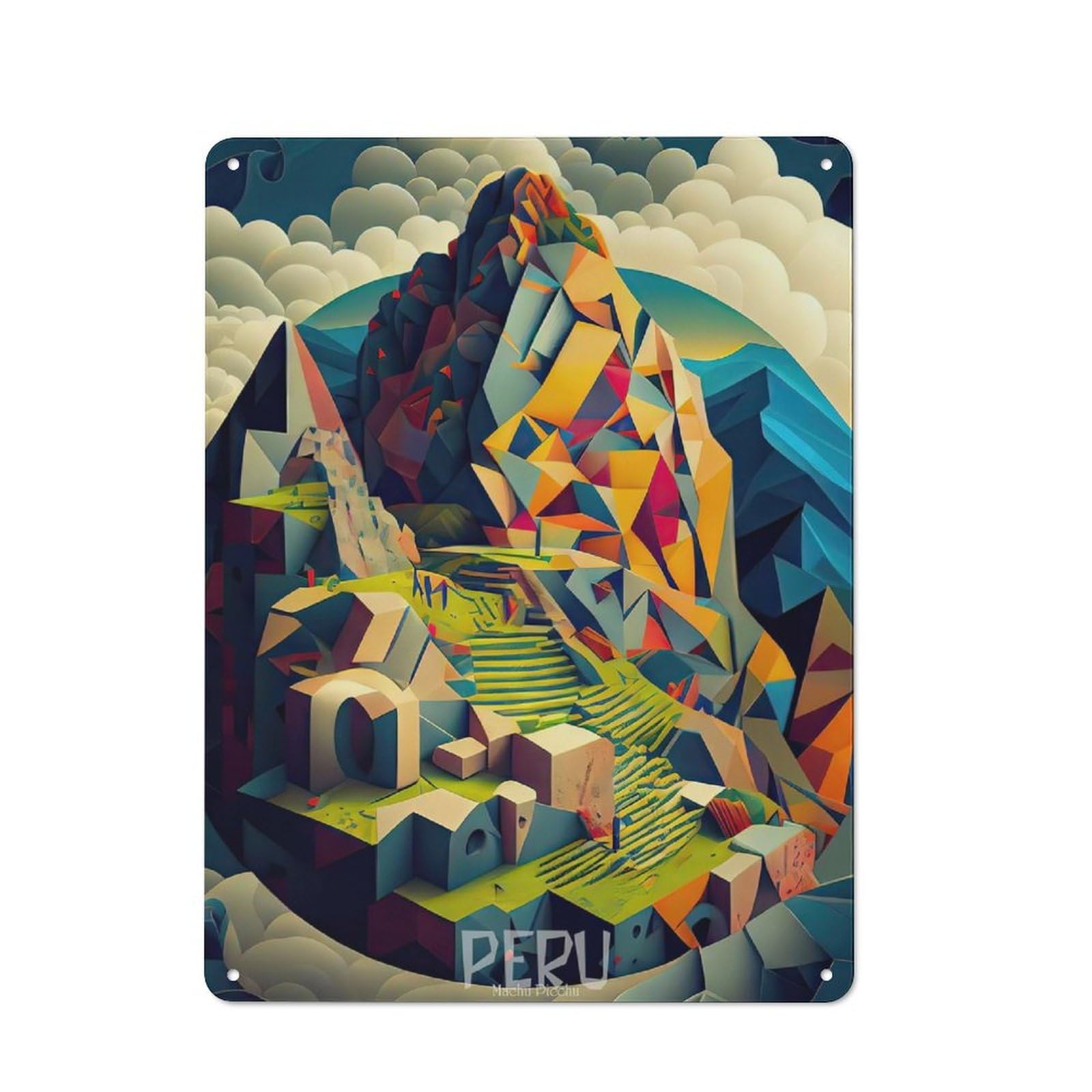 Junmoney Peru Machu Picchu Tin Wall Plaque 40X30cm With For Home Office Or Studio, Gift Idea At Christmas For Creative Workspace Decorators