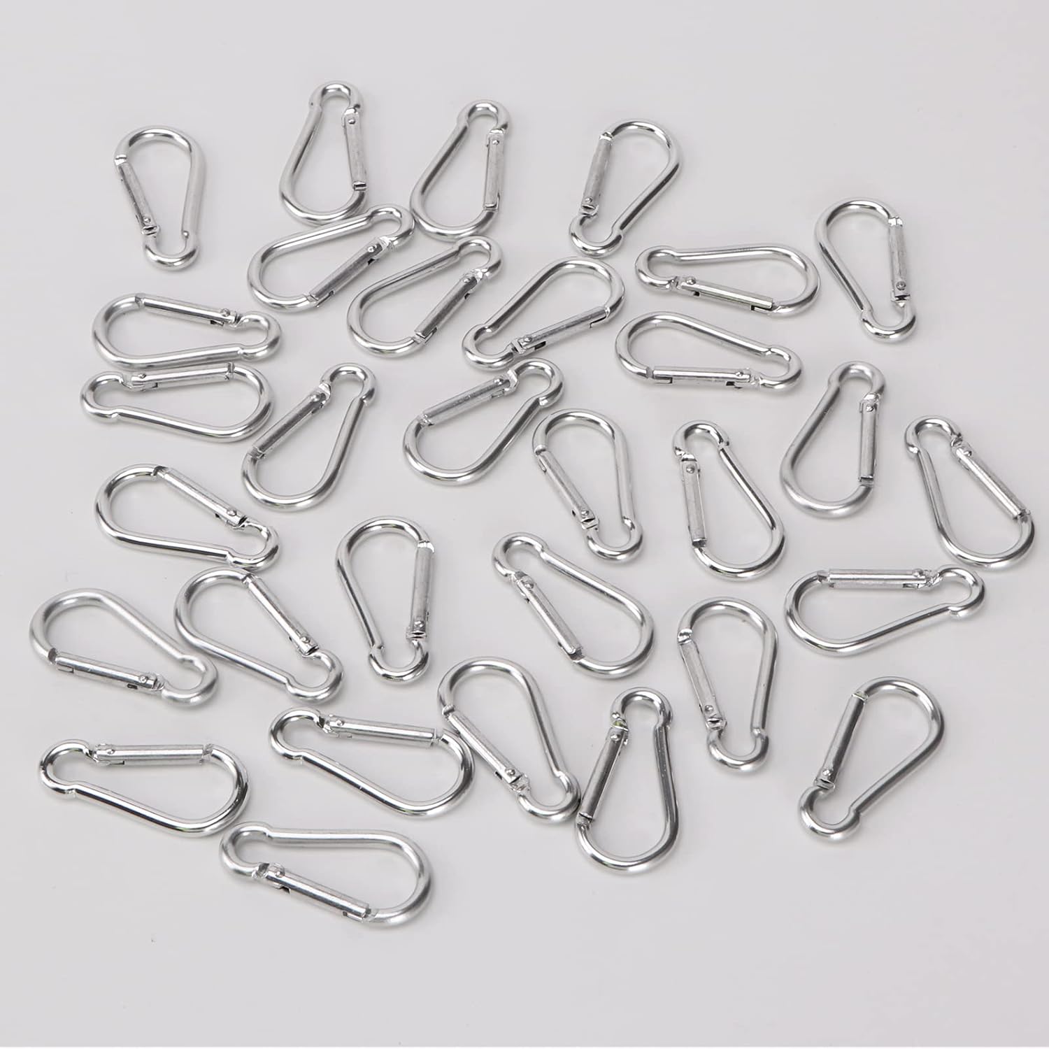 100pcs Mini Aluminum Bulk Carabiner Spring Clip Hook Keychain Buckle Pack Carabeaner for Camping Hiking Rv Fishing Bottle Backpack Traveling, Silver - Image 5