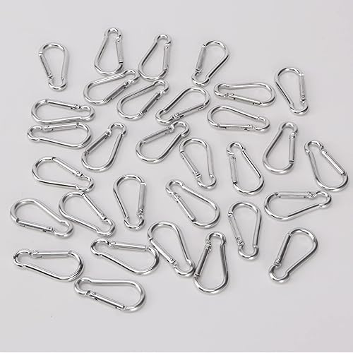 Miniatura 5 de 80 mosquetones pequeños caribeaner a granel de 1.89 pulgadas con resorte a presión, clip para llavero de aluminio, lote D, mosquetones para