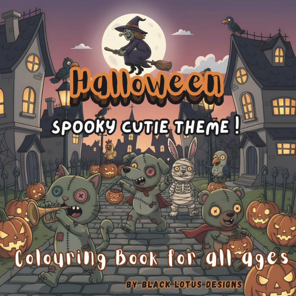 Halloween Colouring Book for All Ages: Spooky Cutie Theme for Kids & Adults
